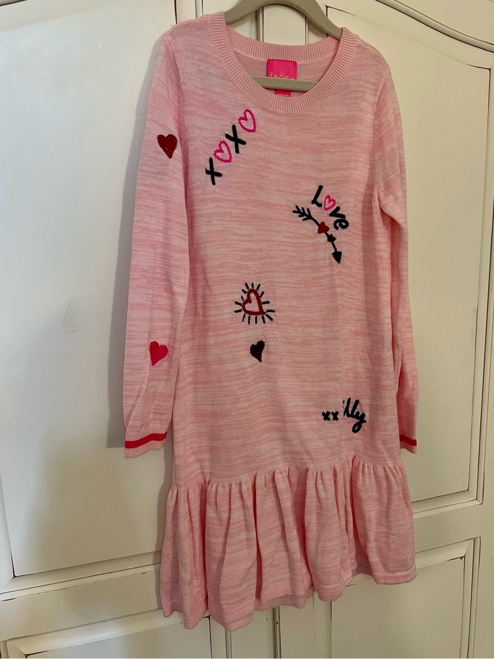 Lilly Pulitzer Pink Heart Embroidered Knit Dress - Picture 1 of 4